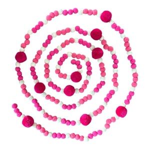 14 ft Valentine's Day Pinks & Cream Pom Pom Garland Handmade on Cord